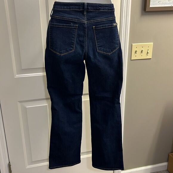 Eddie Bauer Dark Wash Curvy Bootcut 5-Pocket Tan Contrast Stitching Jeans-Size 8 - Picture 8 of 16